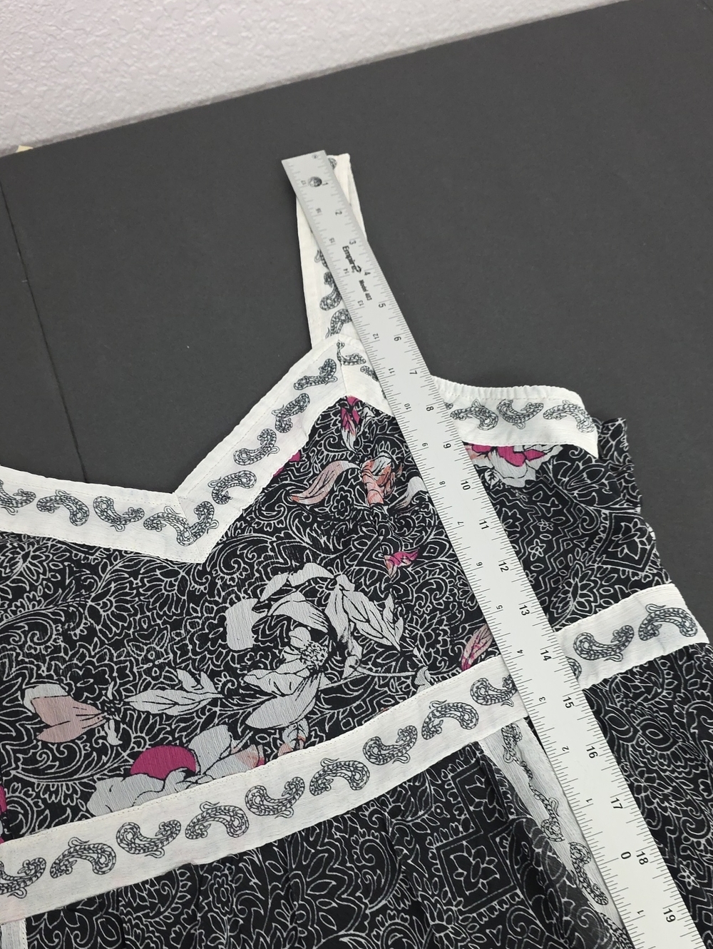 Roaman's Handkerchief Hem Paisley Floral Midi Dress Size 14/16 - Picture 8 of 9